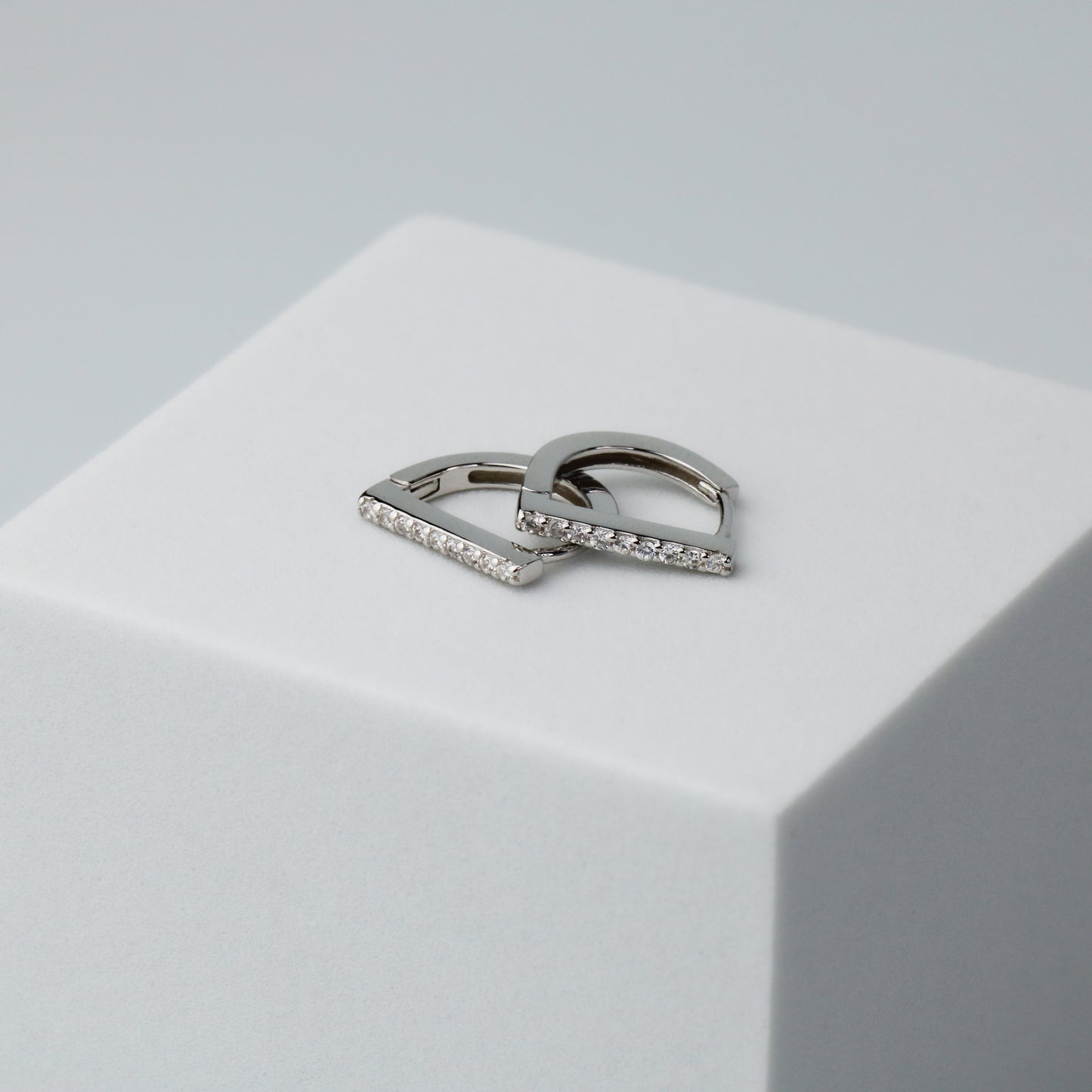 Sparkly Flat Bar Hoop Earrings