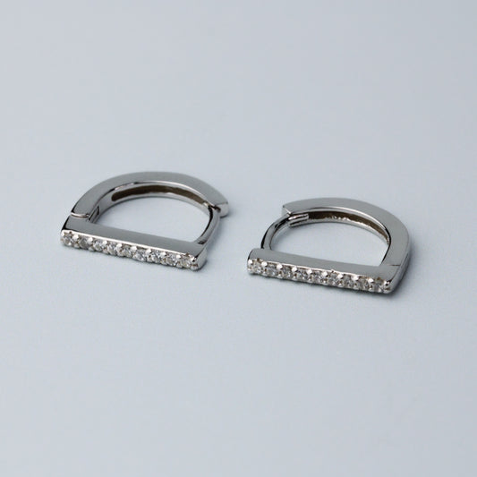 Sparkly Flat Bar Hoop Earrings