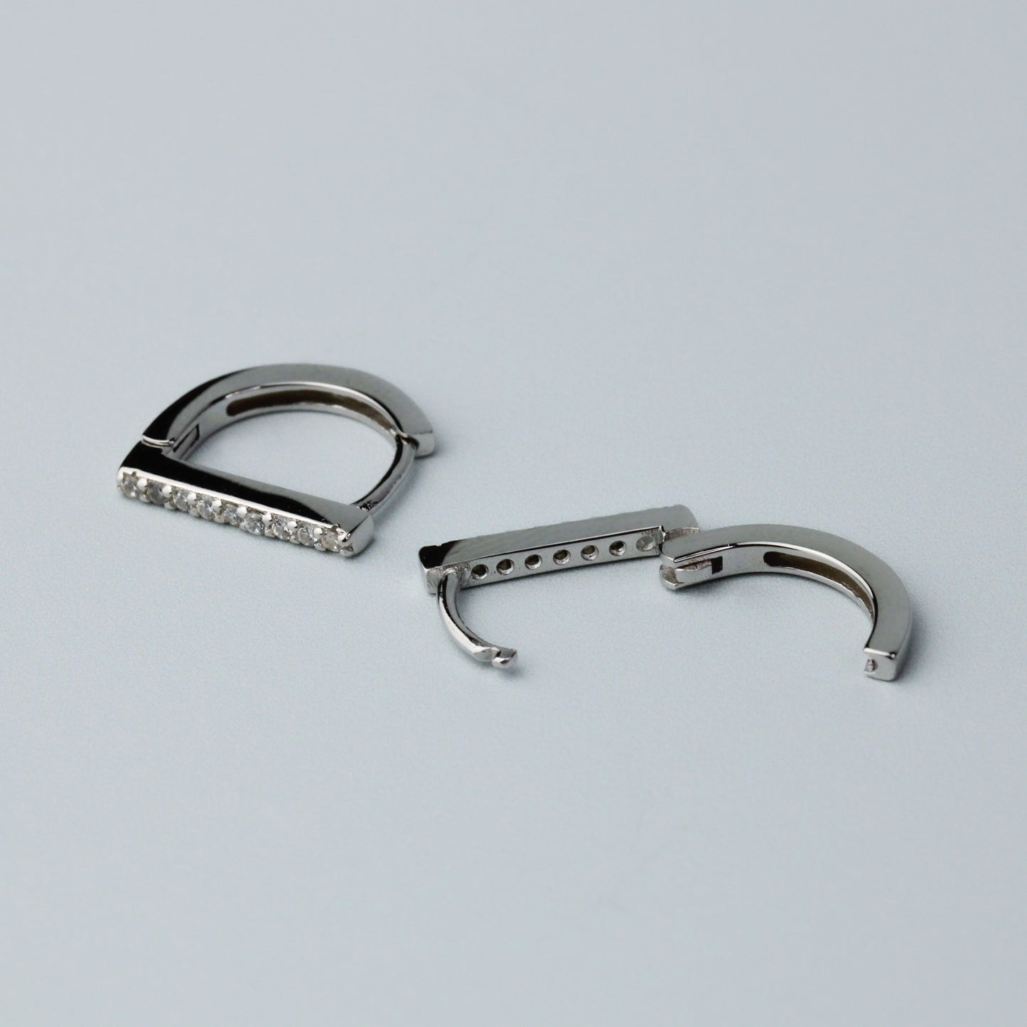 Sparkly Flat Bar Hoop Earrings