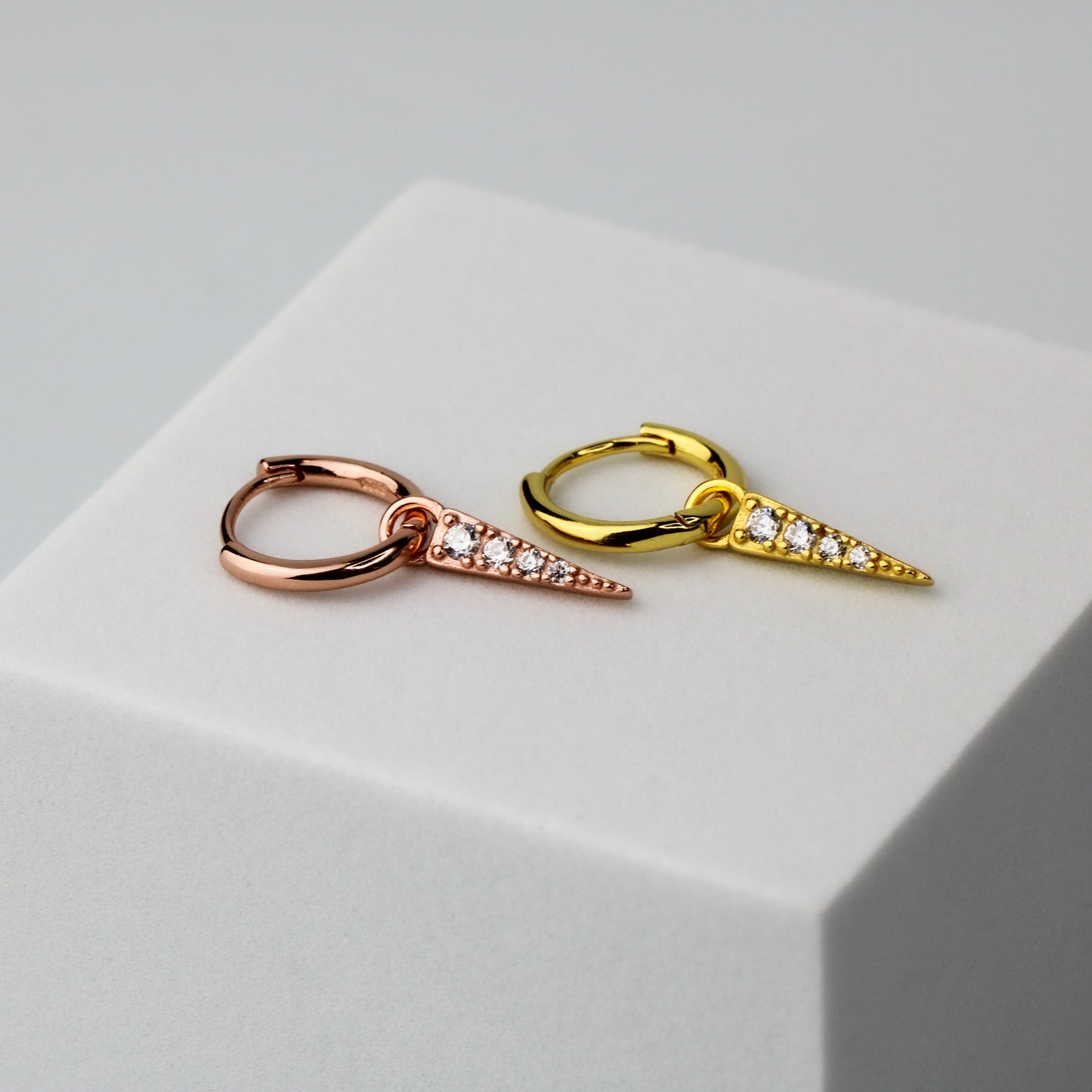 Spike Dangle Huggie Hoop Earrings