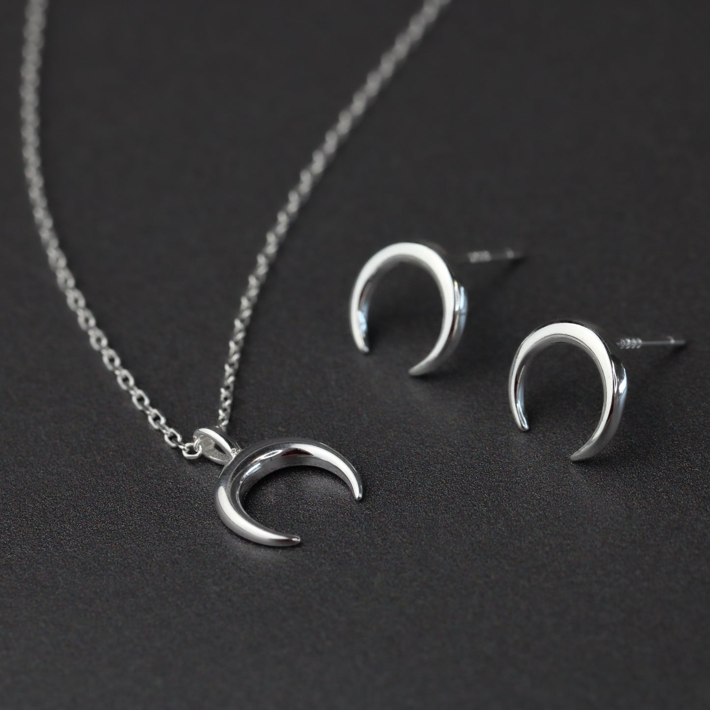 Crescent Moon Stud Earrings