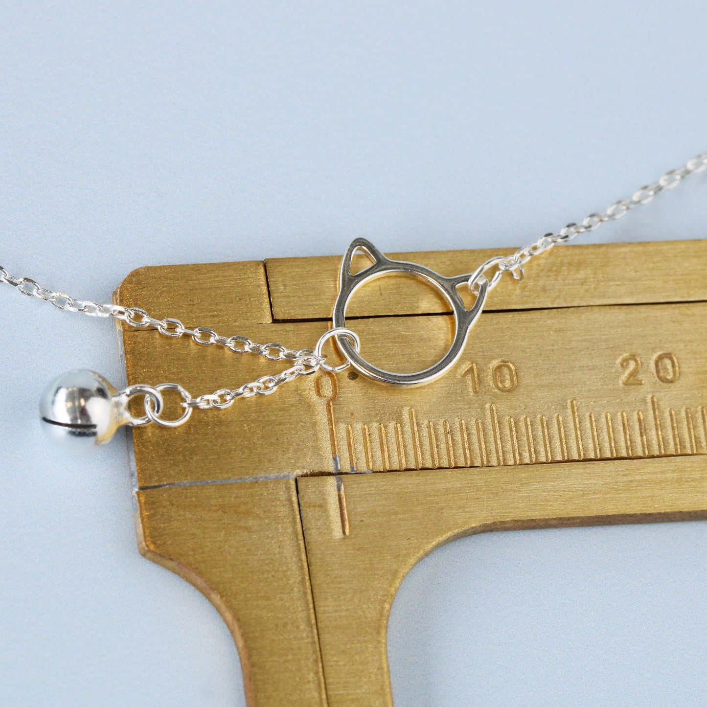 Cat Pendant Necklace with Hanging Bell