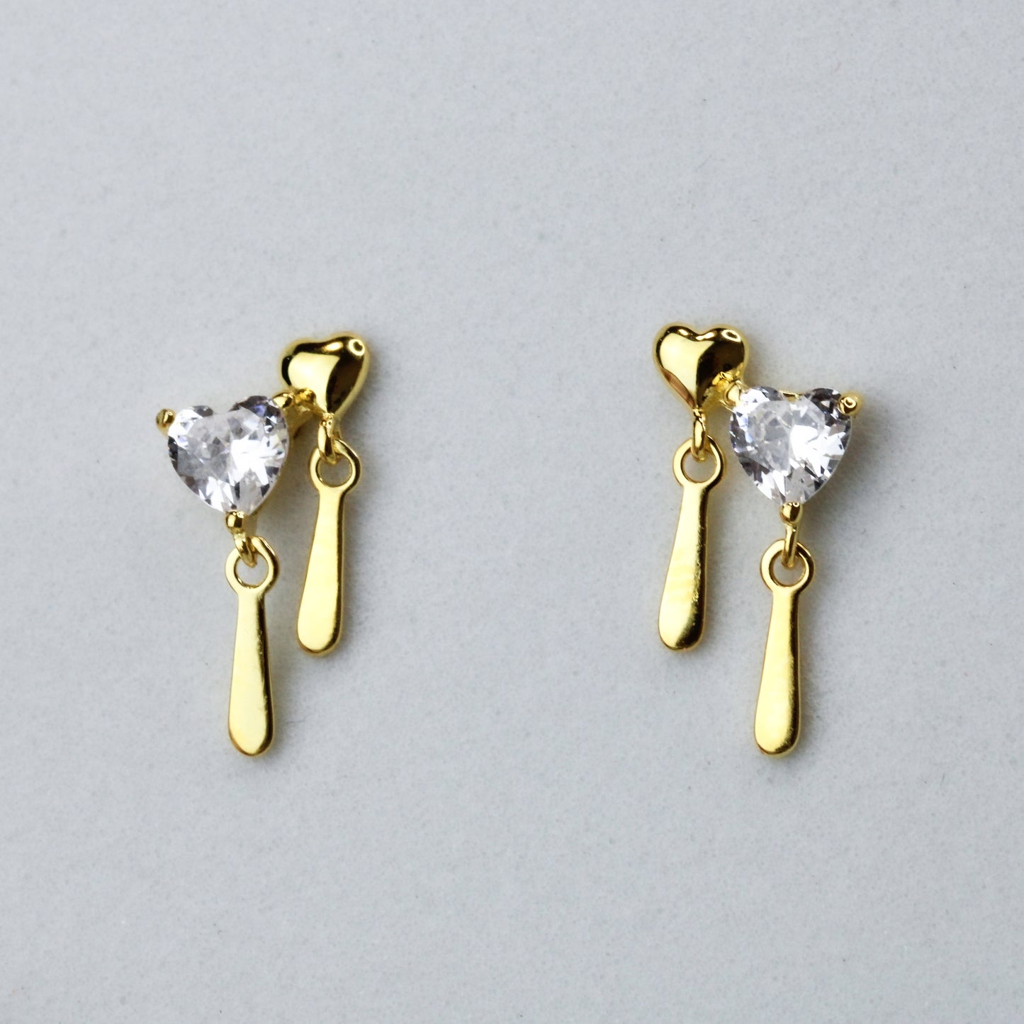 Sparkly Heart Dangle Stud Earrings