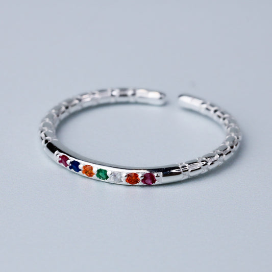 Colourful Crystal Adjustable Ring