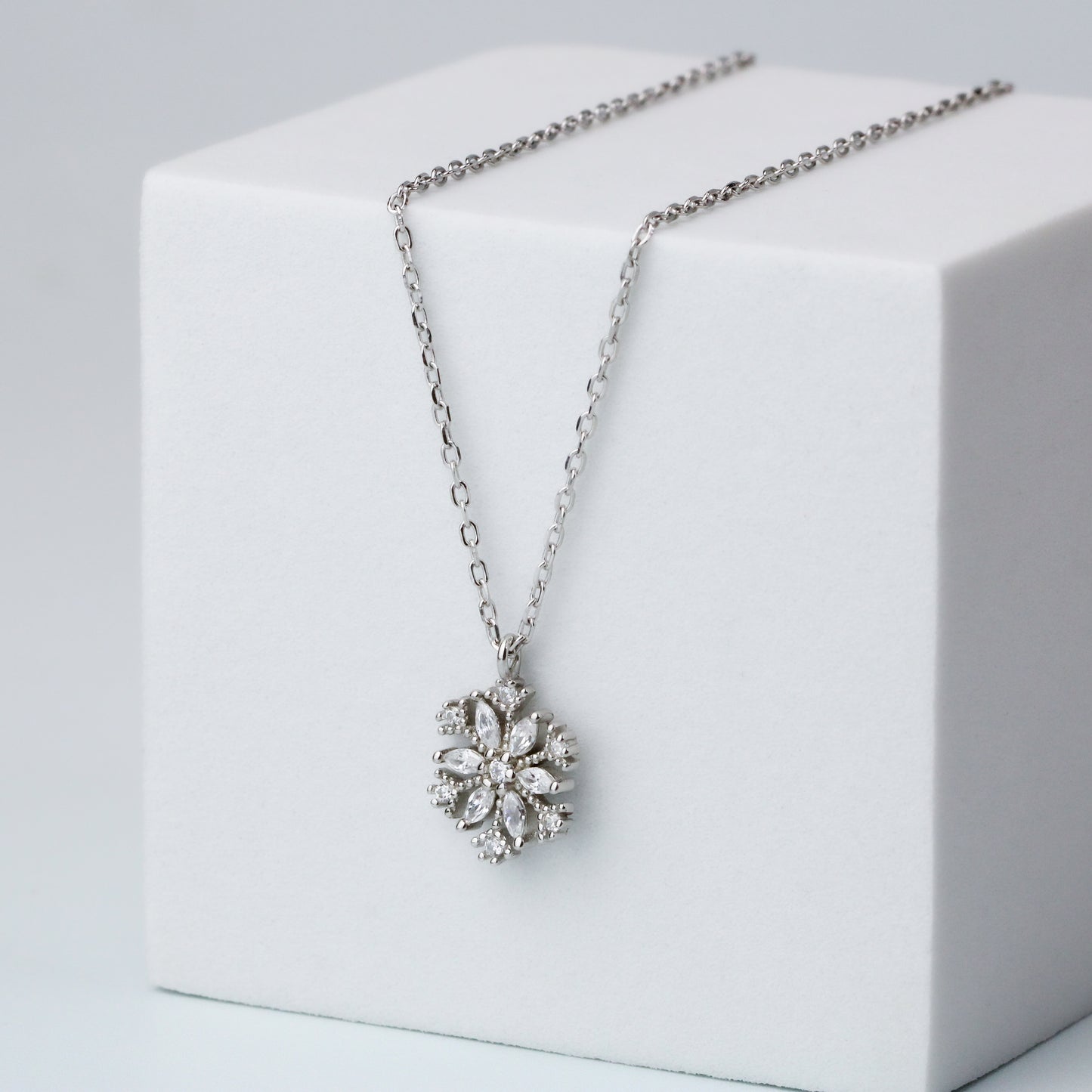 Crystal Snowflake Pendant Necklace