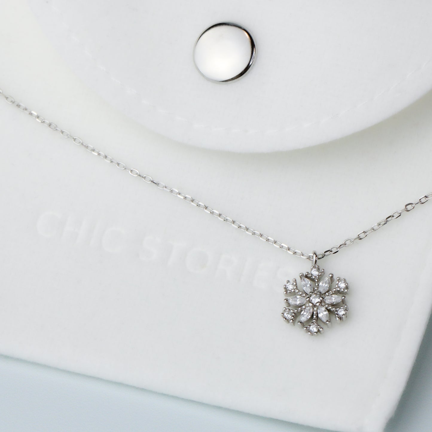 Crystal Snowflake Pendant Necklace