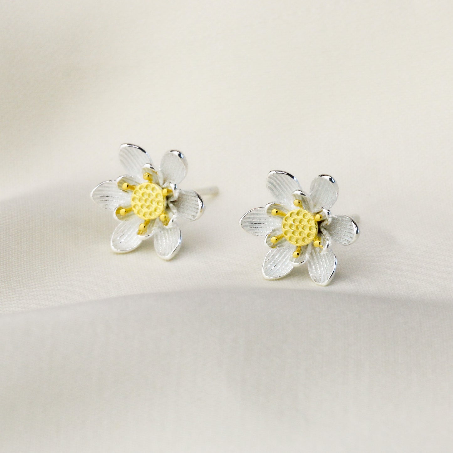 Magnolia Flower Stud Earrings
