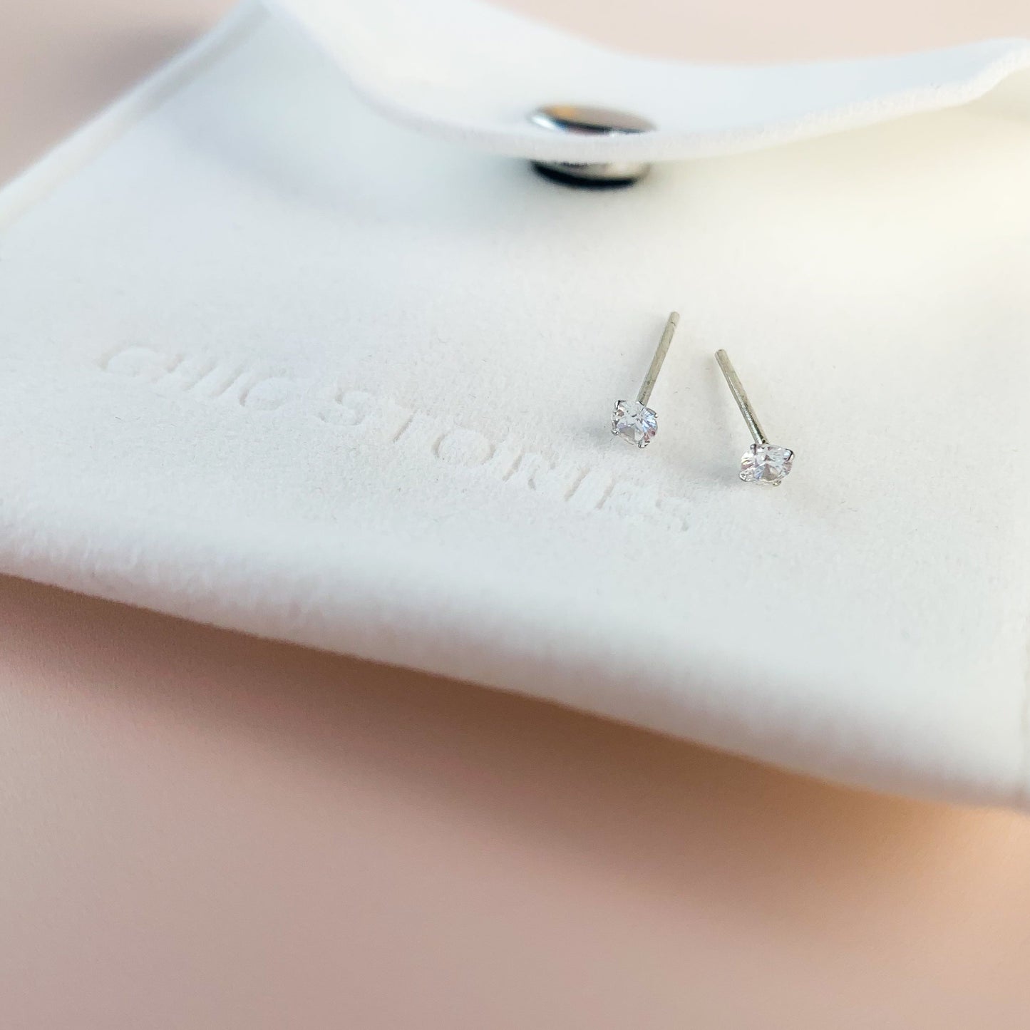 White Crystal Stud Earrings