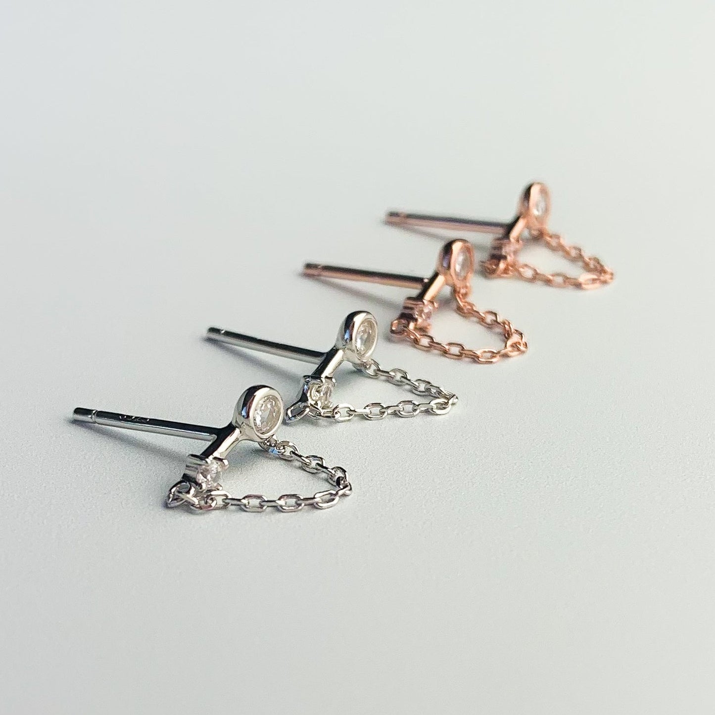 Crystal Chain Dangle Stud Earrings