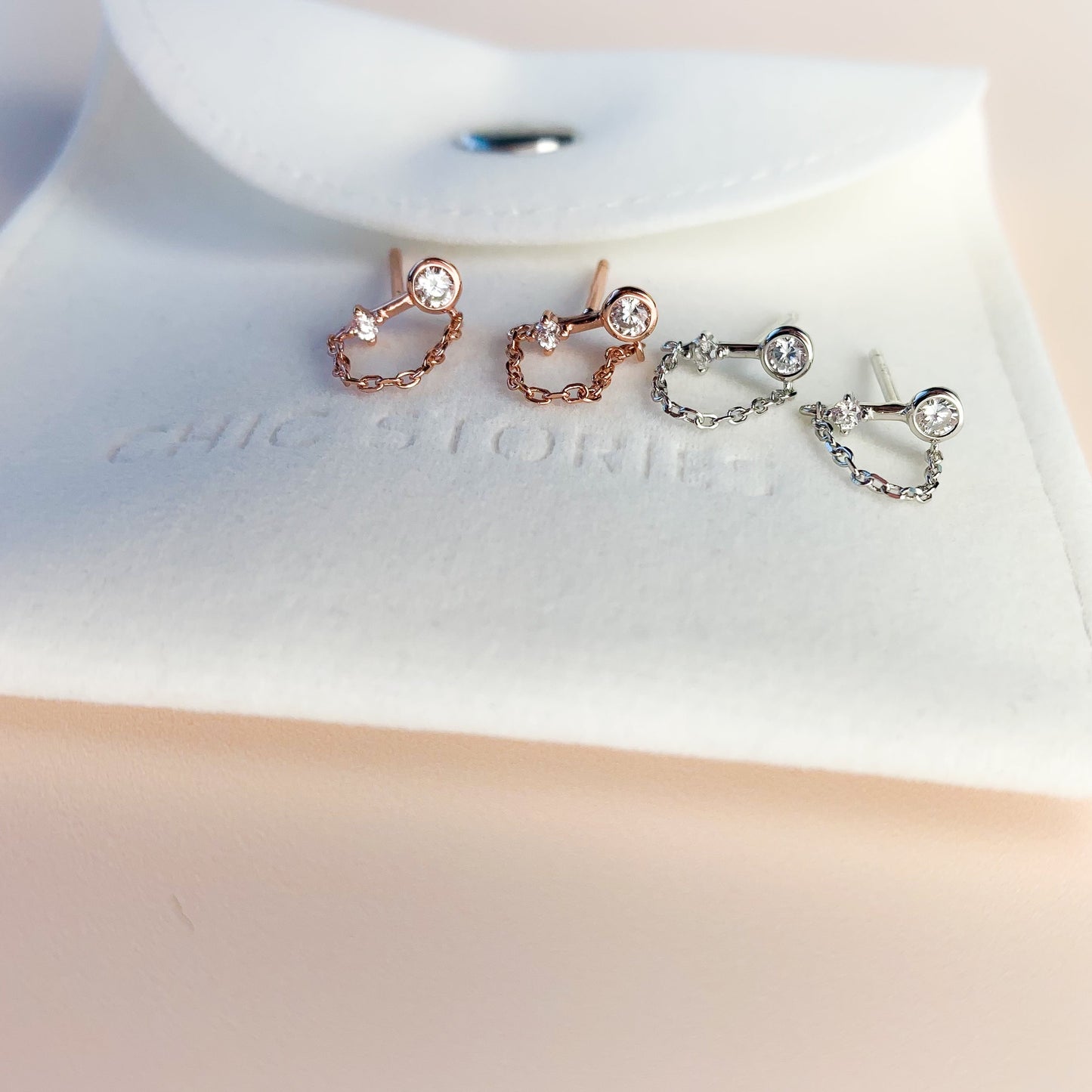 Crystal Chain Dangle Stud Earrings