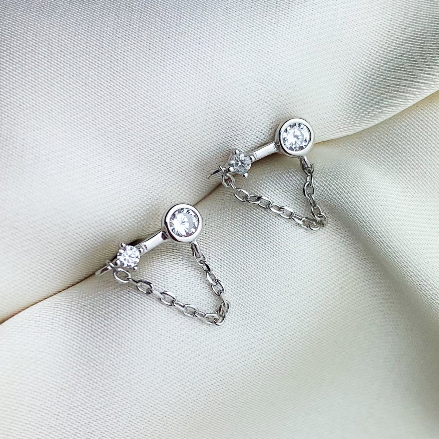 Crystal Chain Dangle Stud Earrings