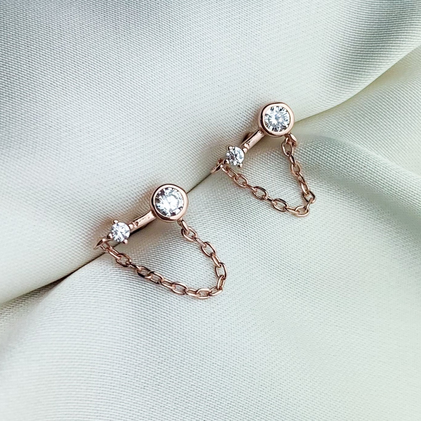 Crystal Chain Dangle Stud Earrings