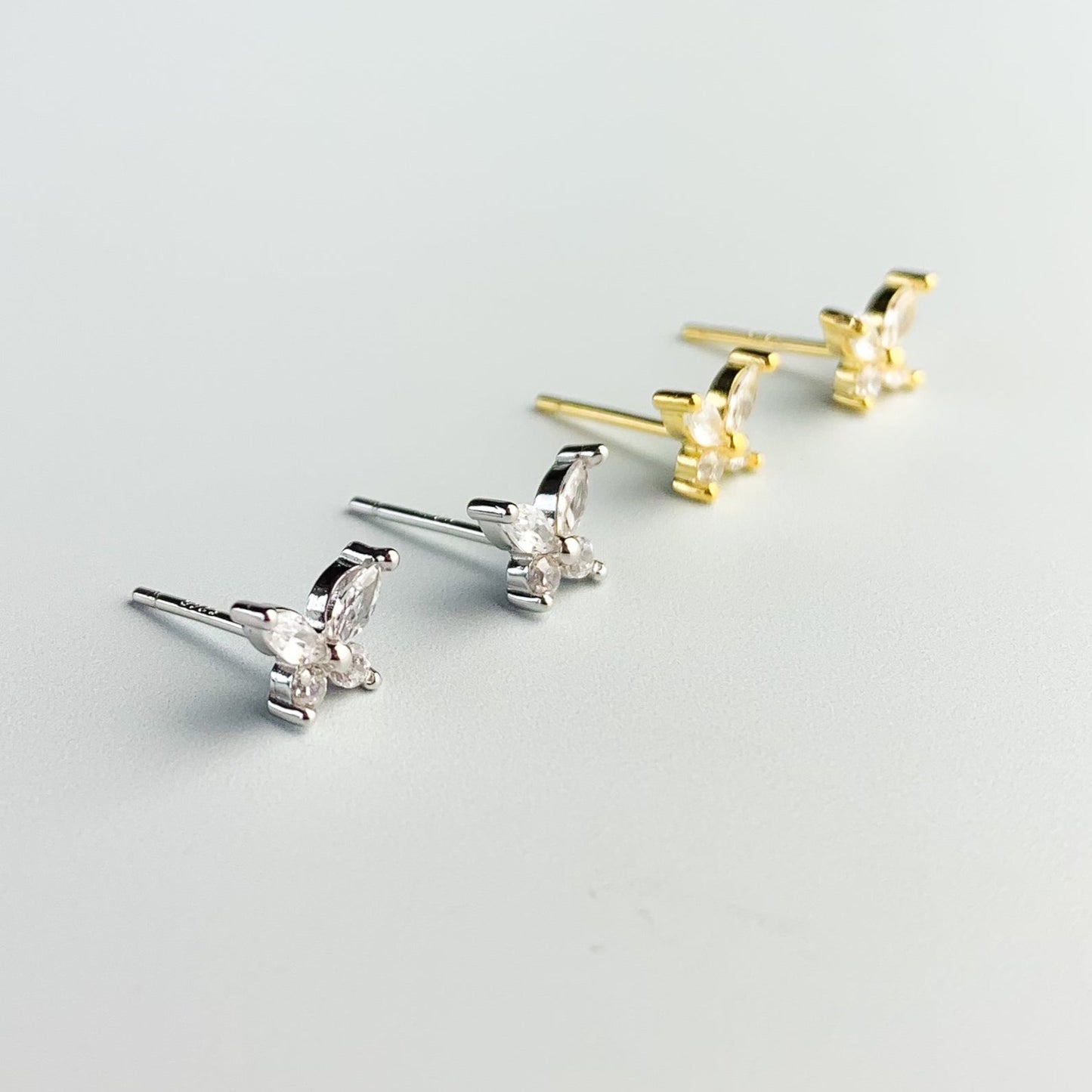 White Crystal Butterfly Stud Earrings