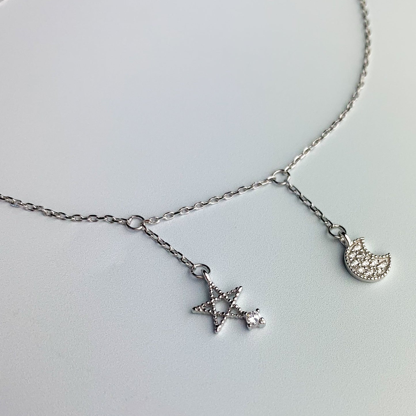 Crystal Moon and Star Dangle Chain Anklet