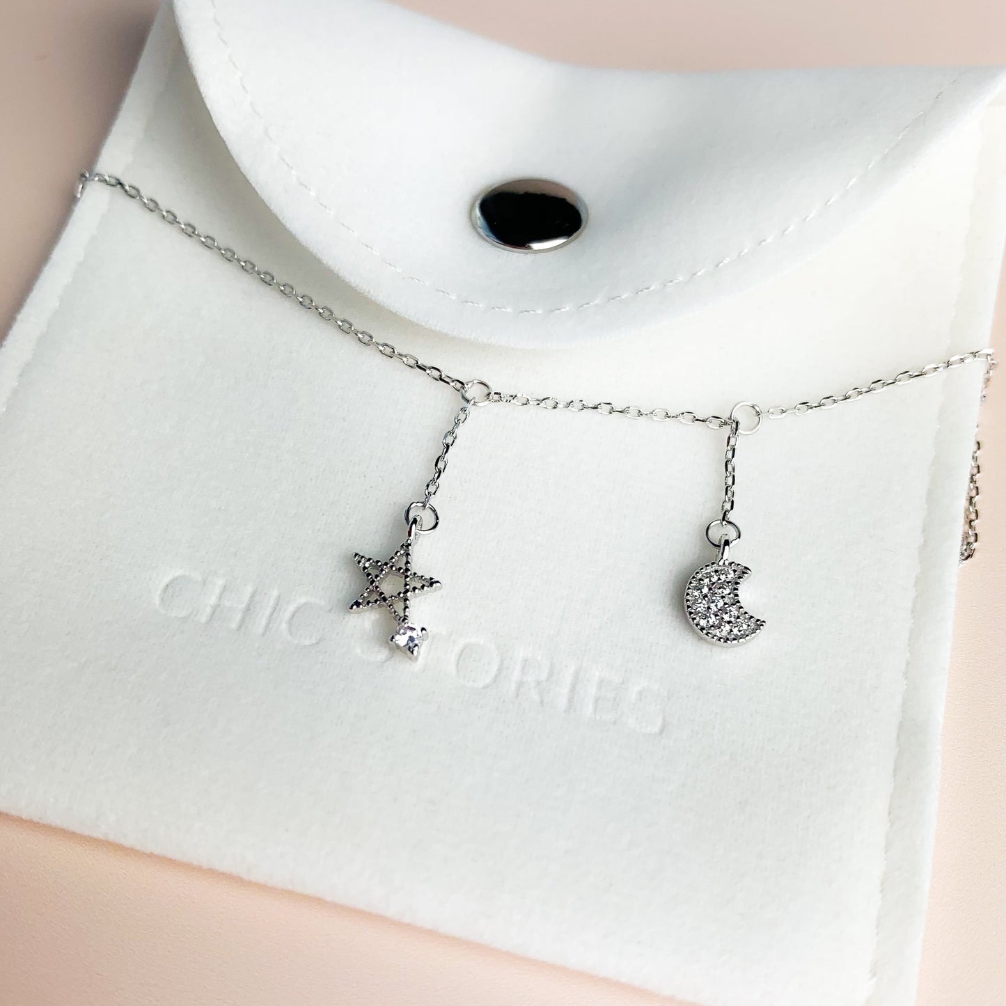 Crystal Moon and Star Dangle Chain Anklet