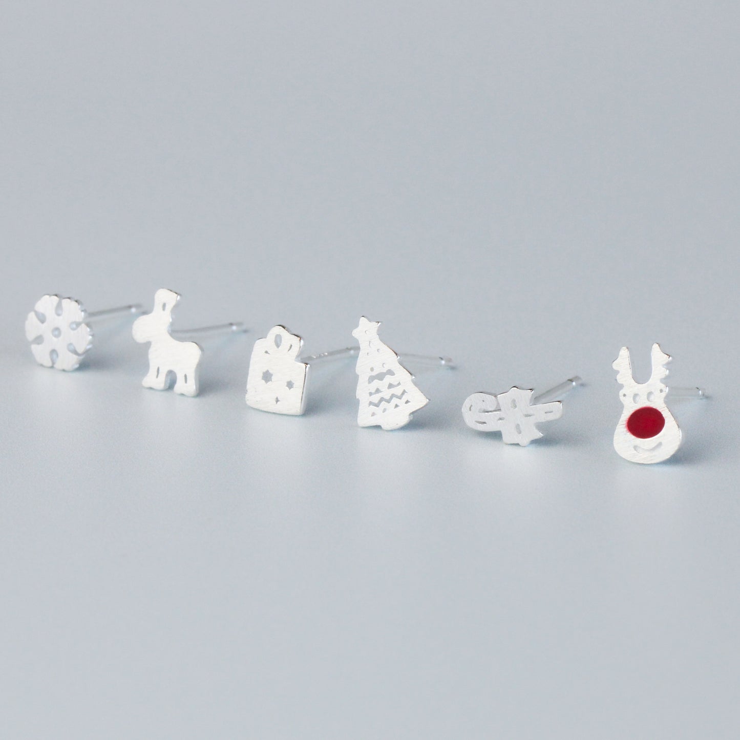 Set of 6 Christmas Themed Stud Earrings