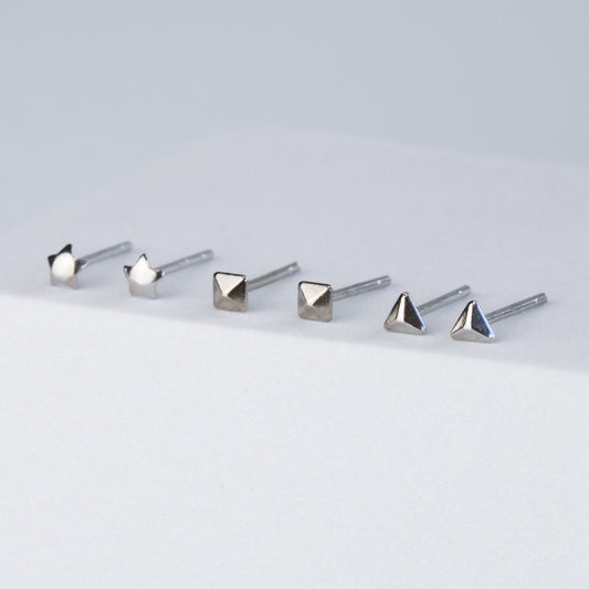 Star, Triangle and Square Geometric Stud Earrings