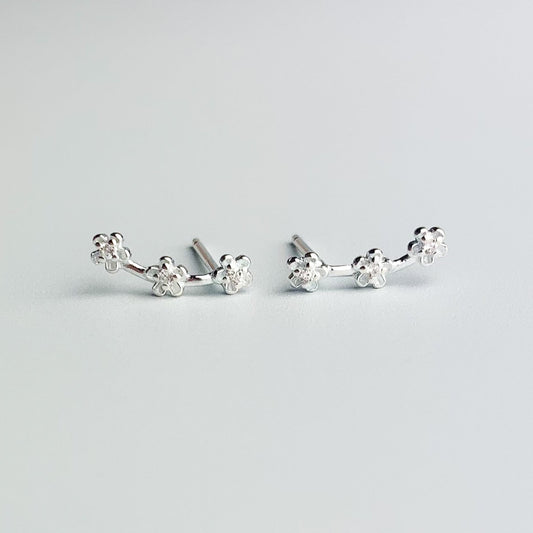 Tiny Flower Ear Climber Stud Earrings