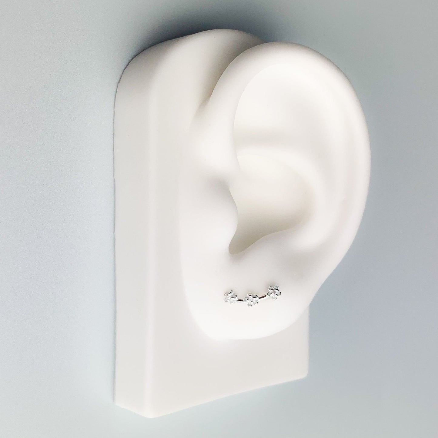 Tiny Flower Ear Climber Stud Earrings