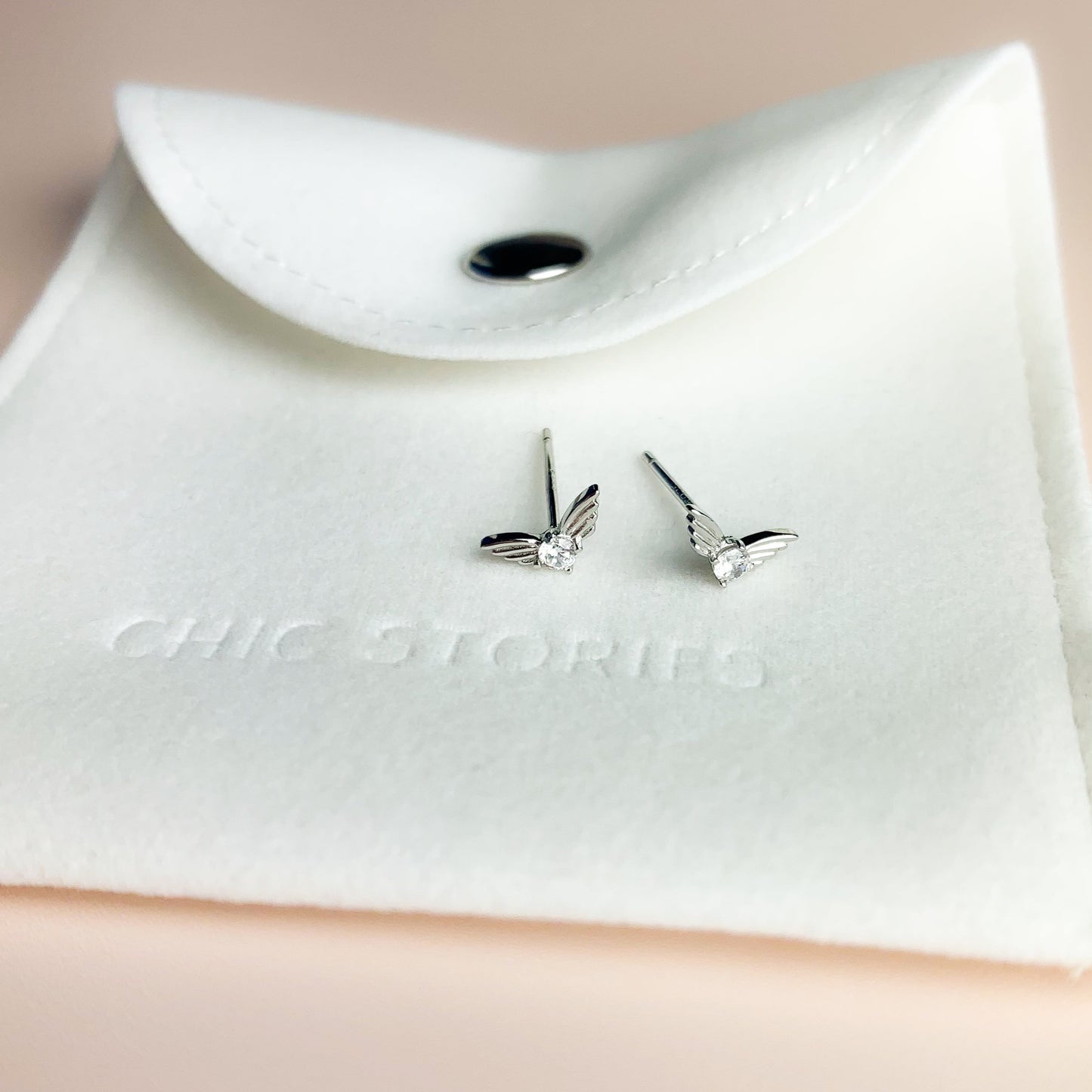 Crystal Wings Stud Earrings