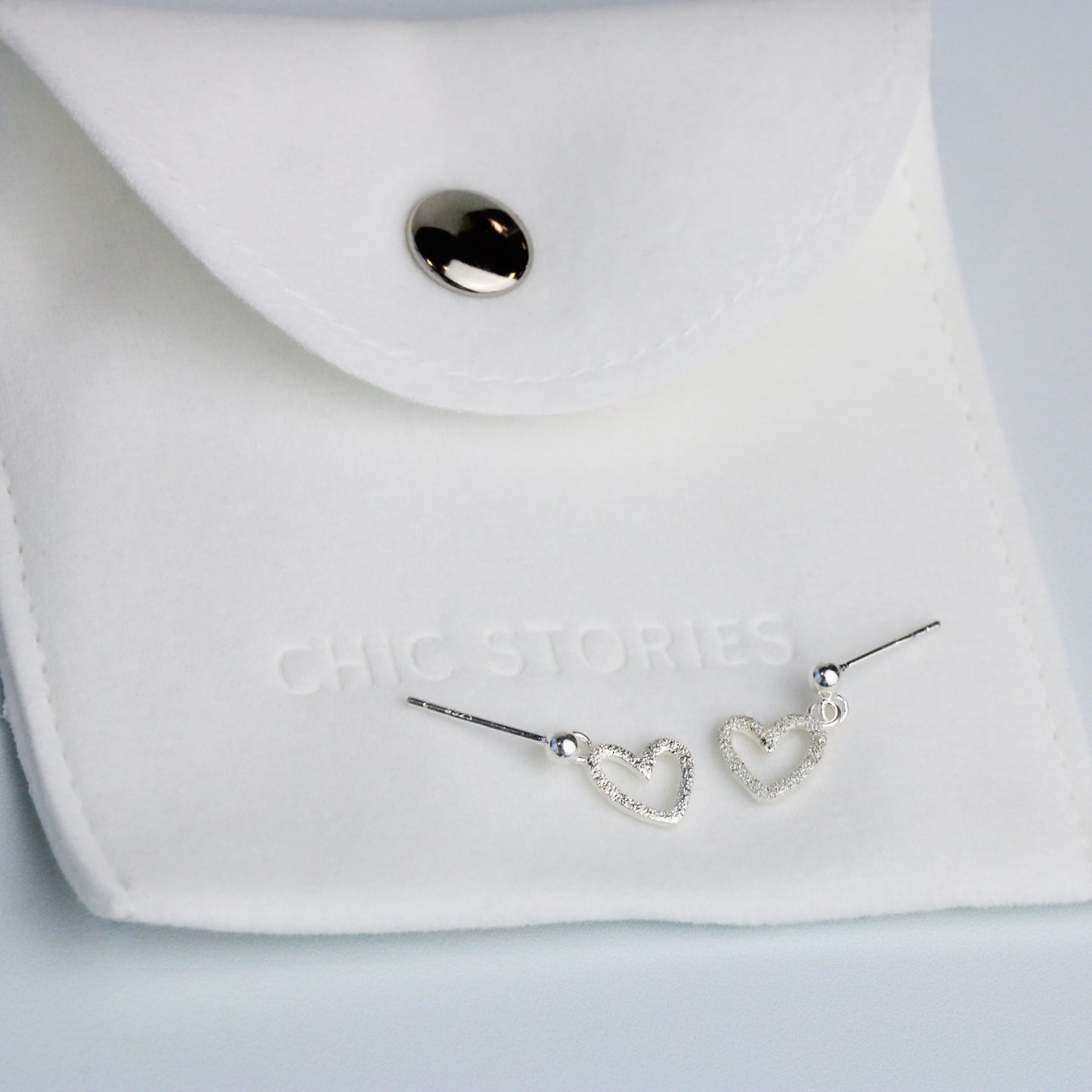 Textured Heart Drop Stud Earrings