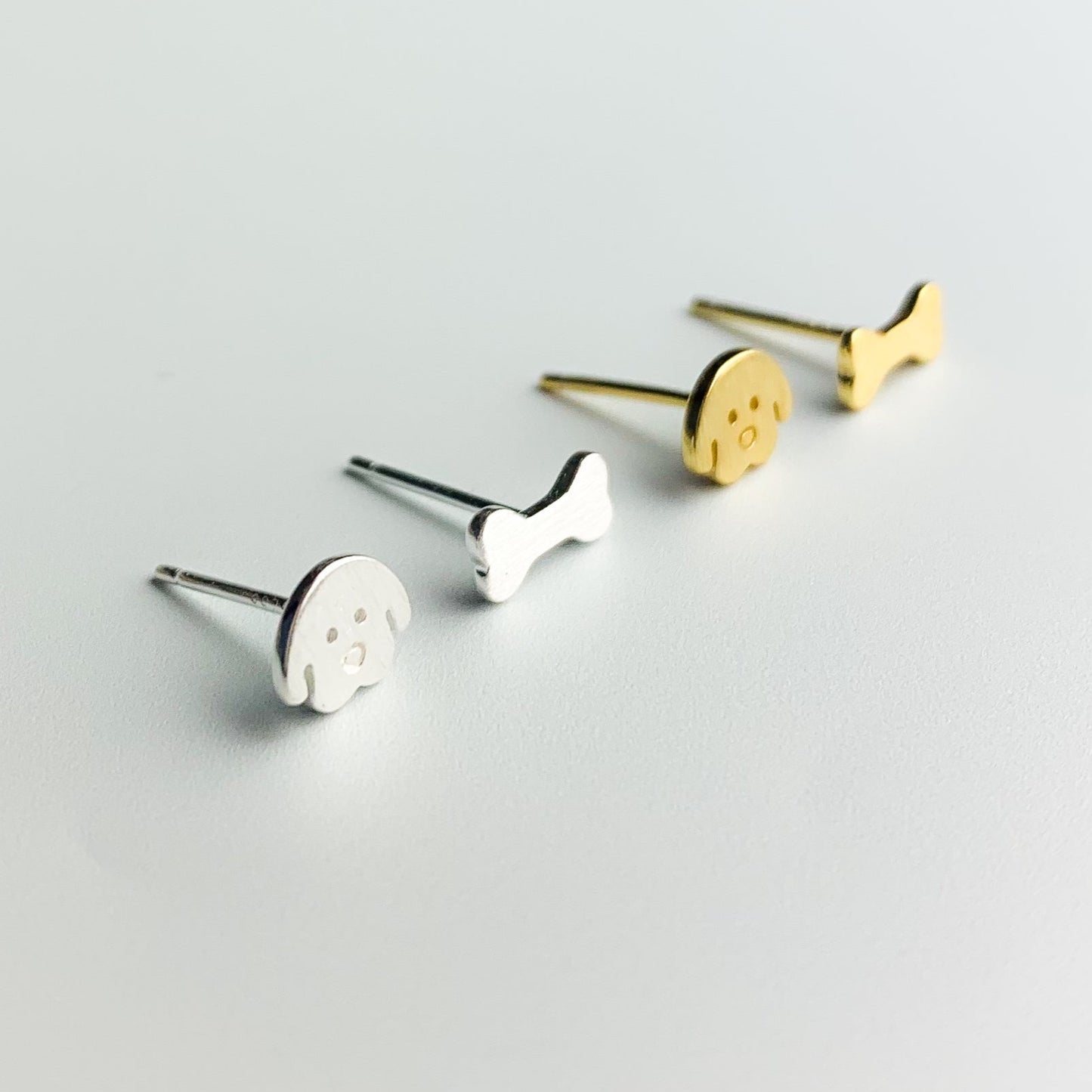 Dog and Bone Asymmetrical Stud Earrings
