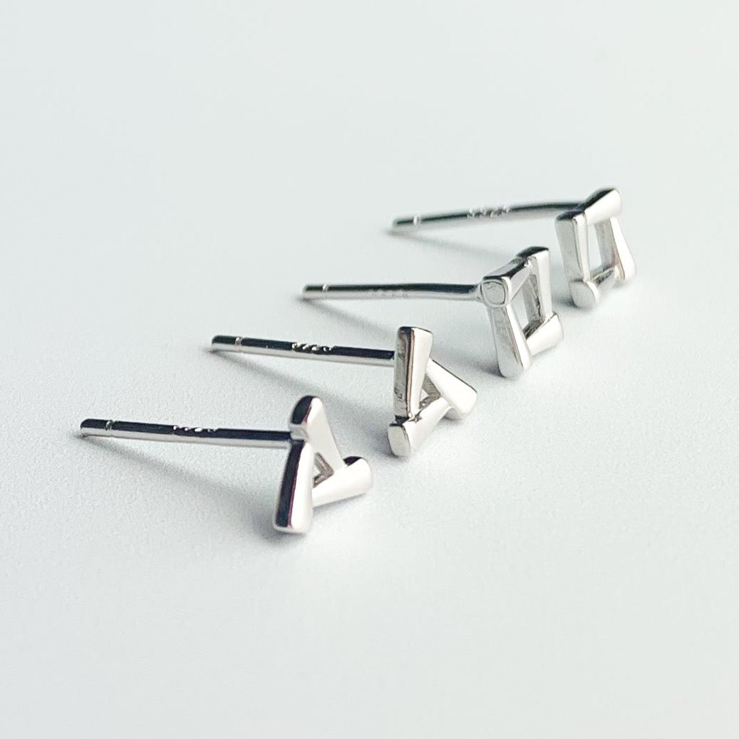 Geometric Square and Triangle Stud Earrings