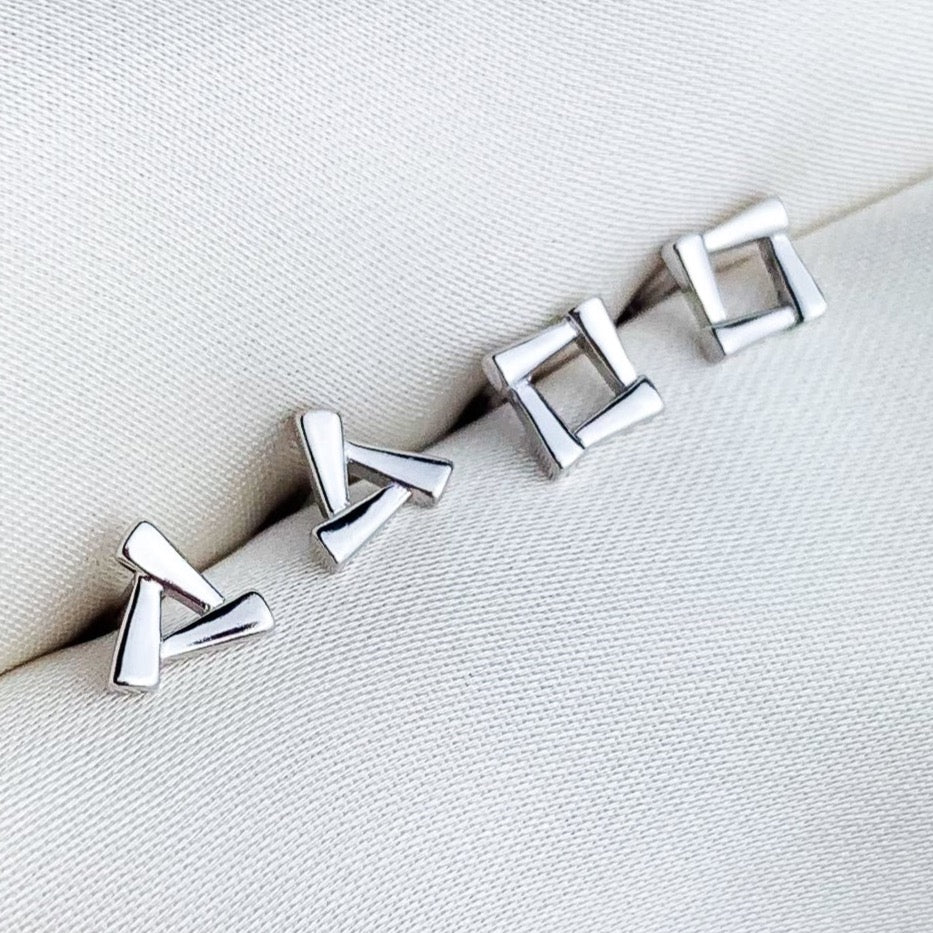 Geometric Square and Triangle Stud Earrings