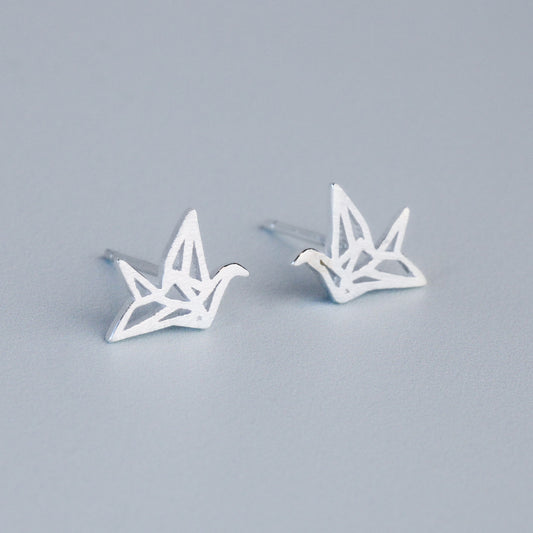 Origami Crane Stud Earrings
