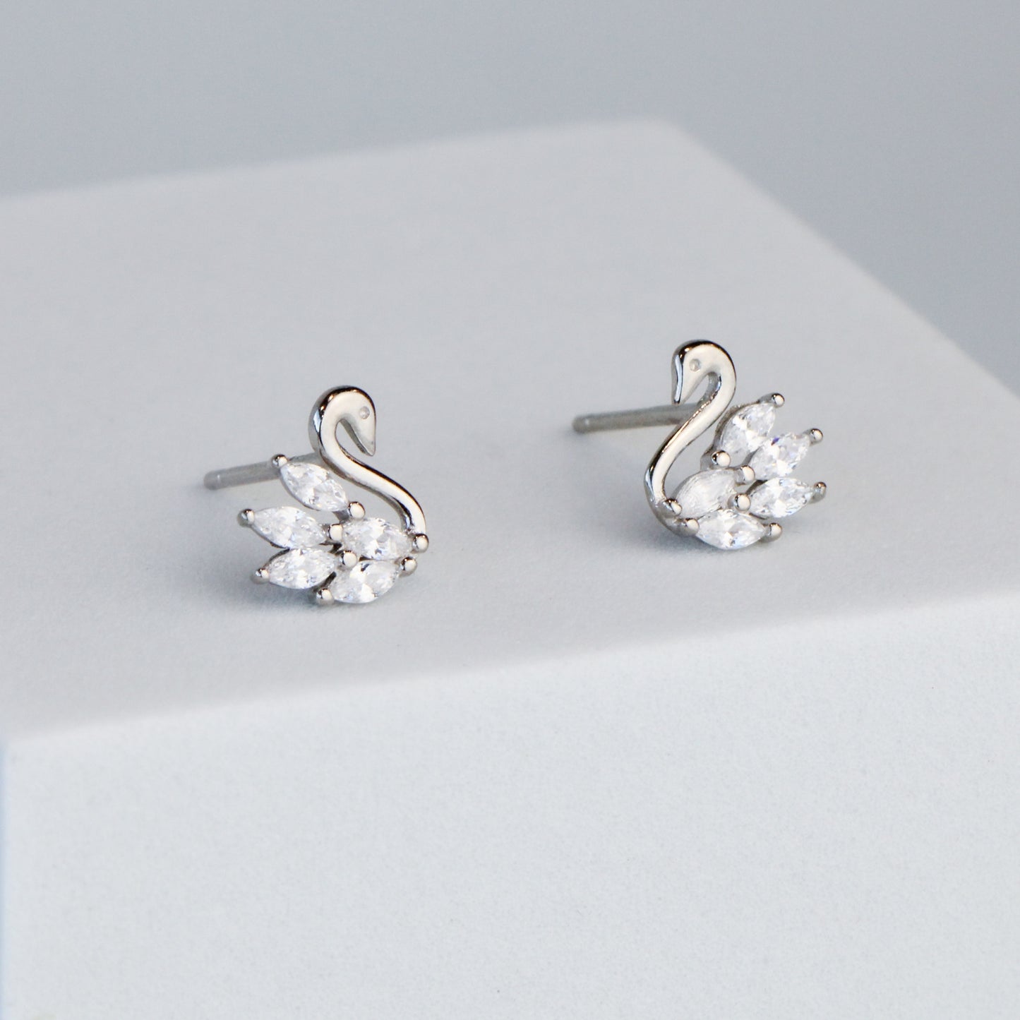White Crystal Swan Earrings