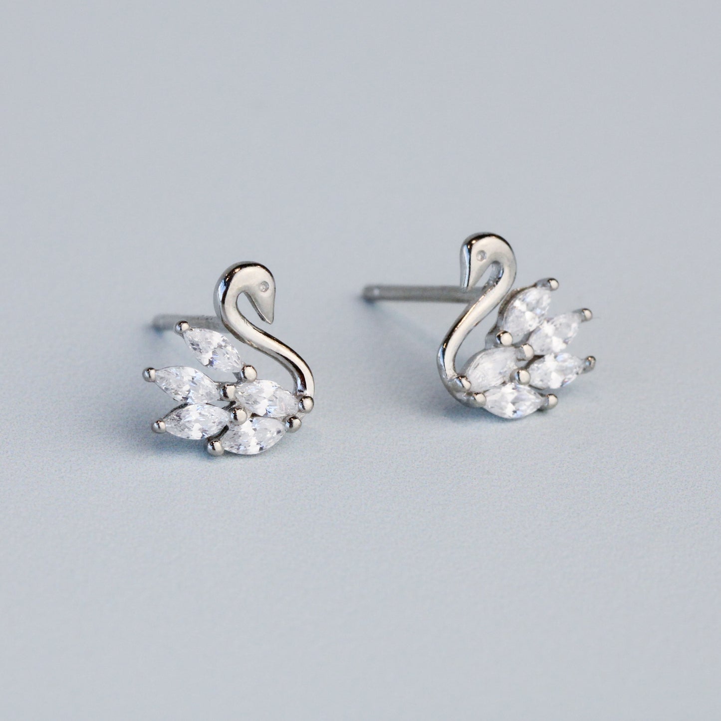 White Crystal Swan Earrings