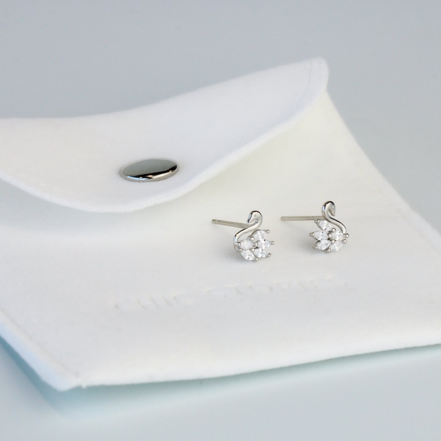 White Crystal Swan Earrings