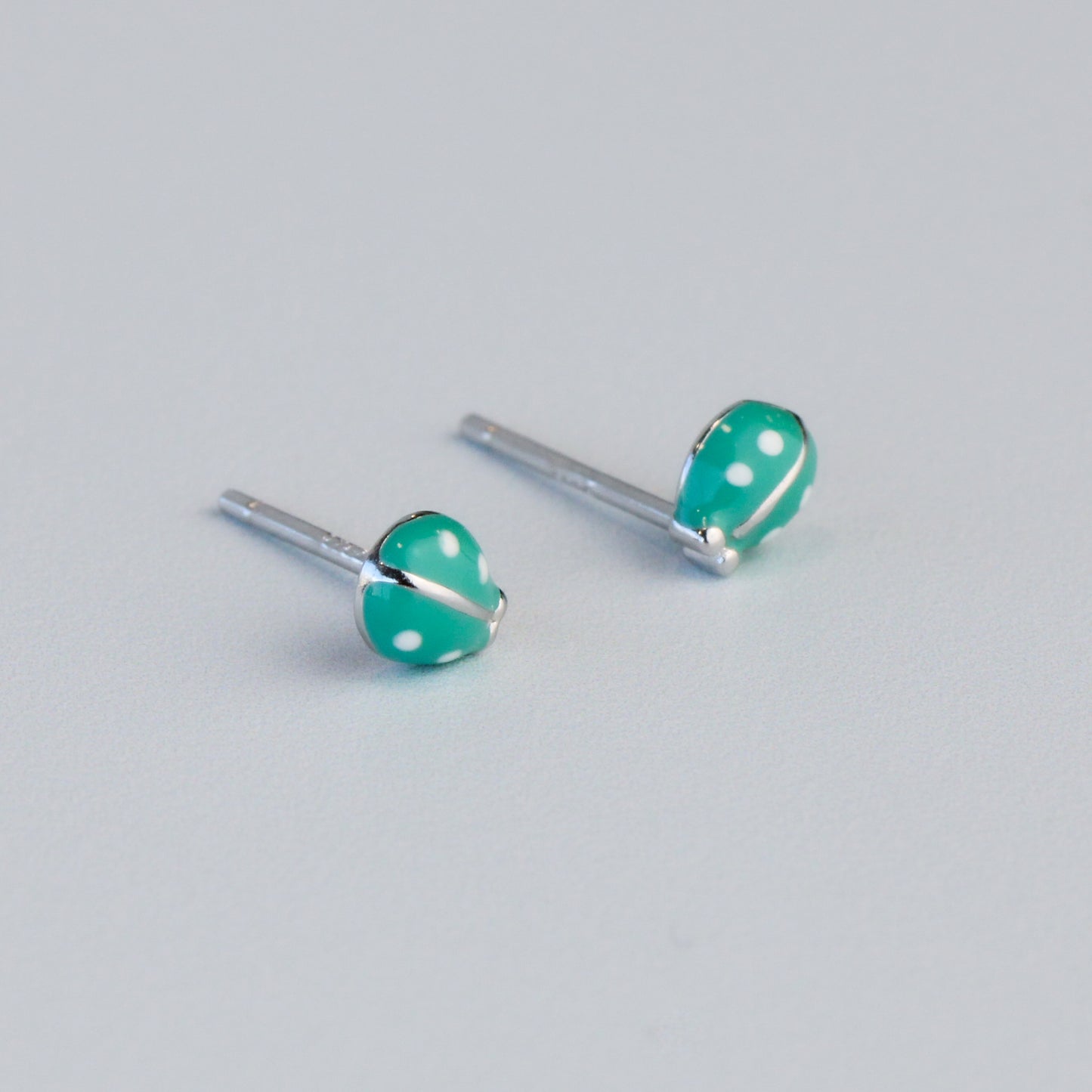 Blue Ladybug Stud Earrings