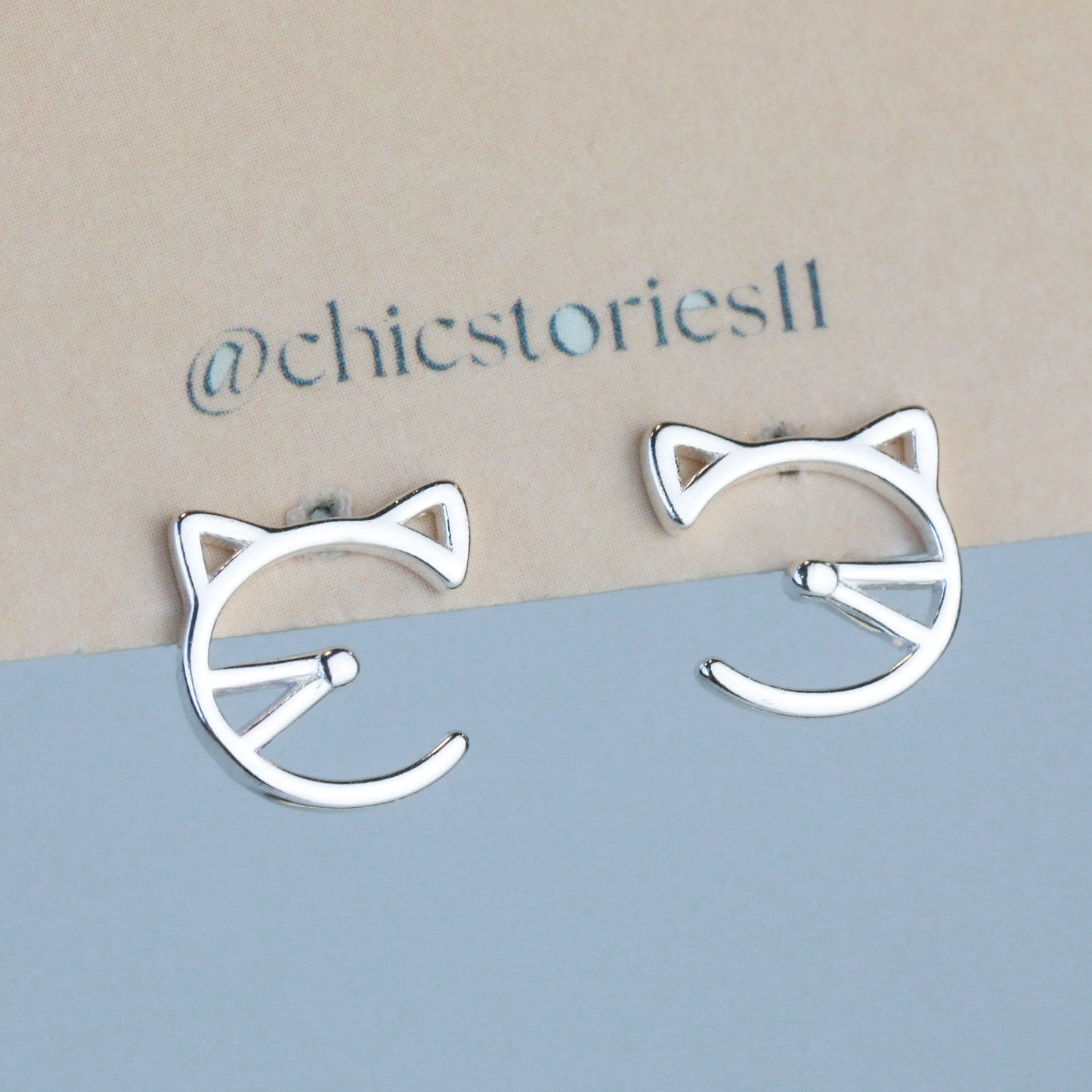 Cat Face Stud Earrings