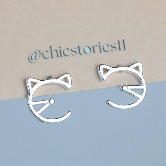 Cat Face Stud Earrings