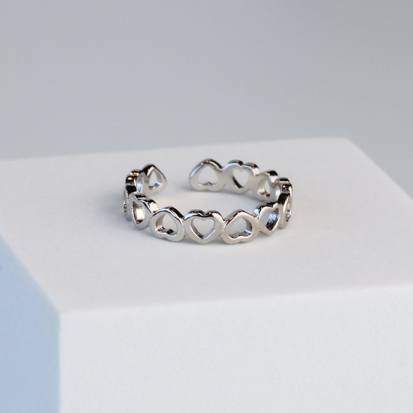 Adjustable Heart Link Ring