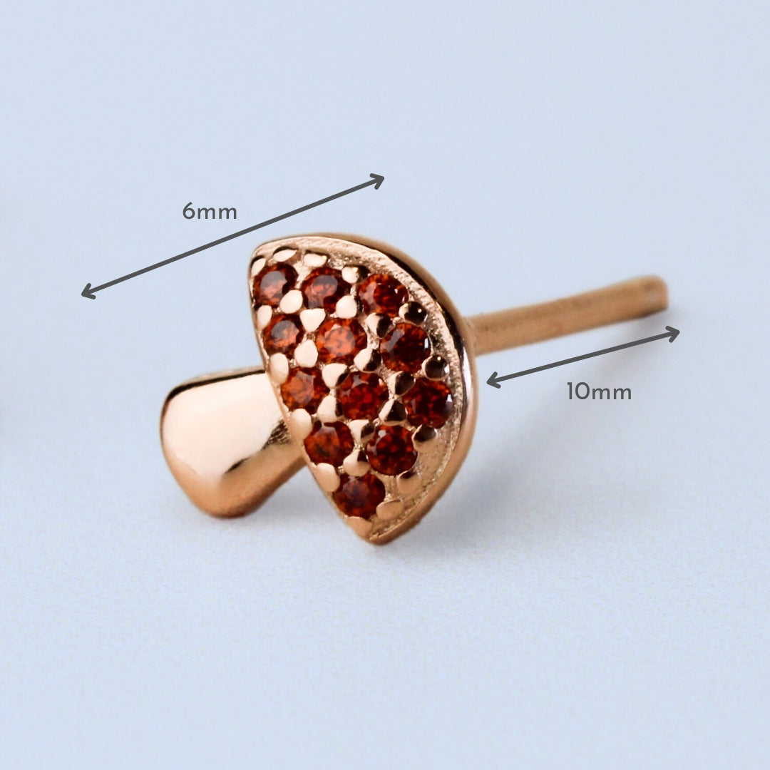 Red Crystal Mushroom Stud Earrings