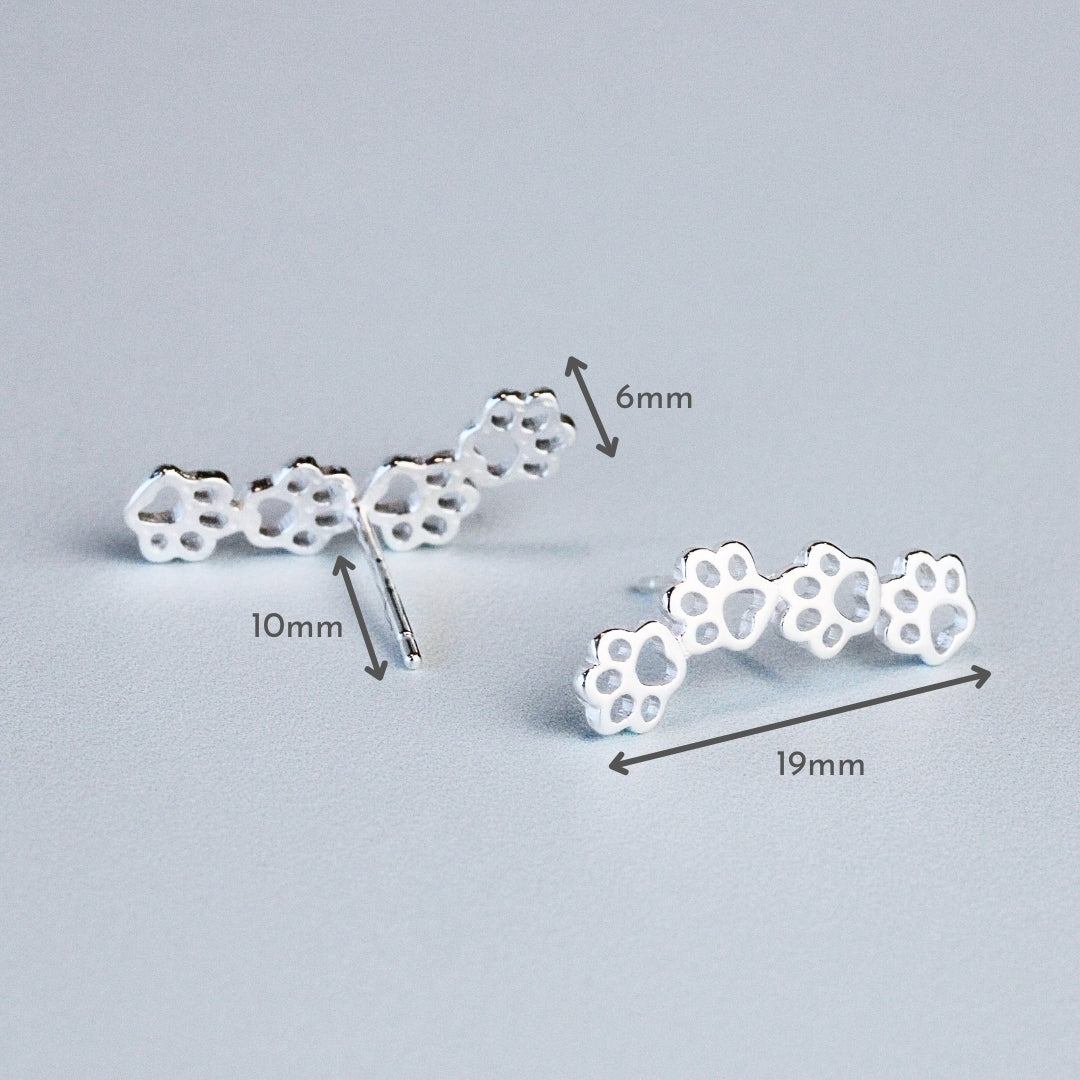 Dog Paw Ear Climber Earrings