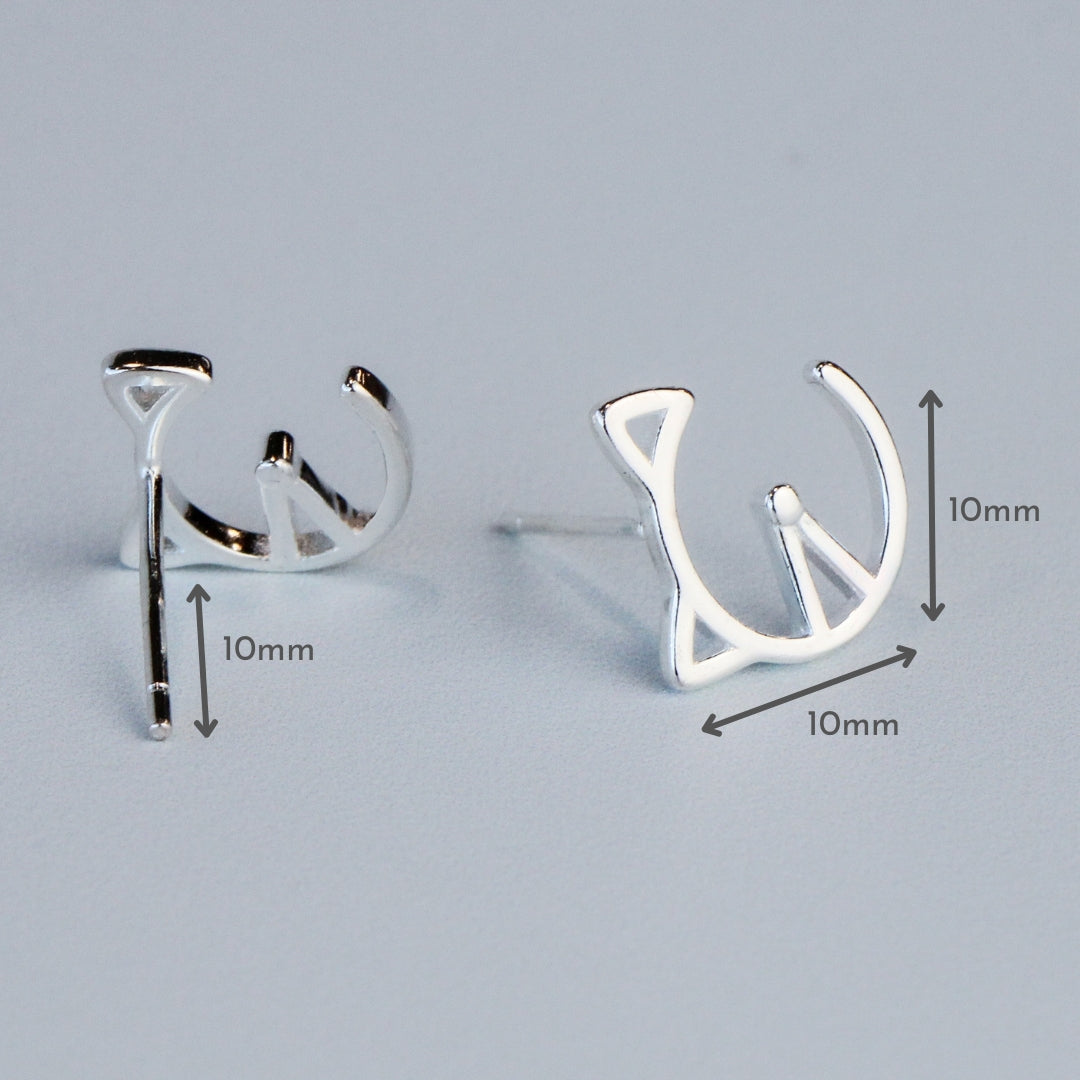 Cat Face Stud Earrings