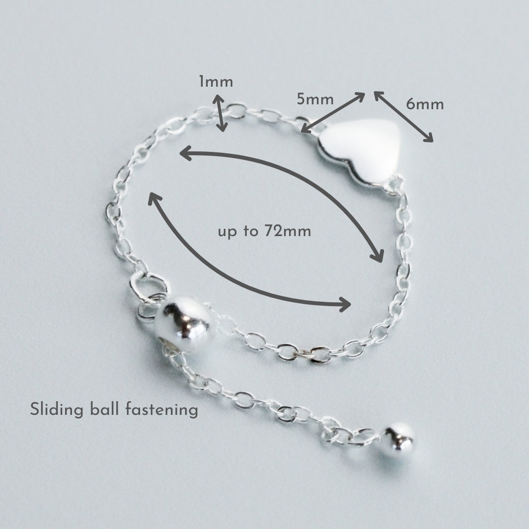 Adjustable Heart Chain Ring