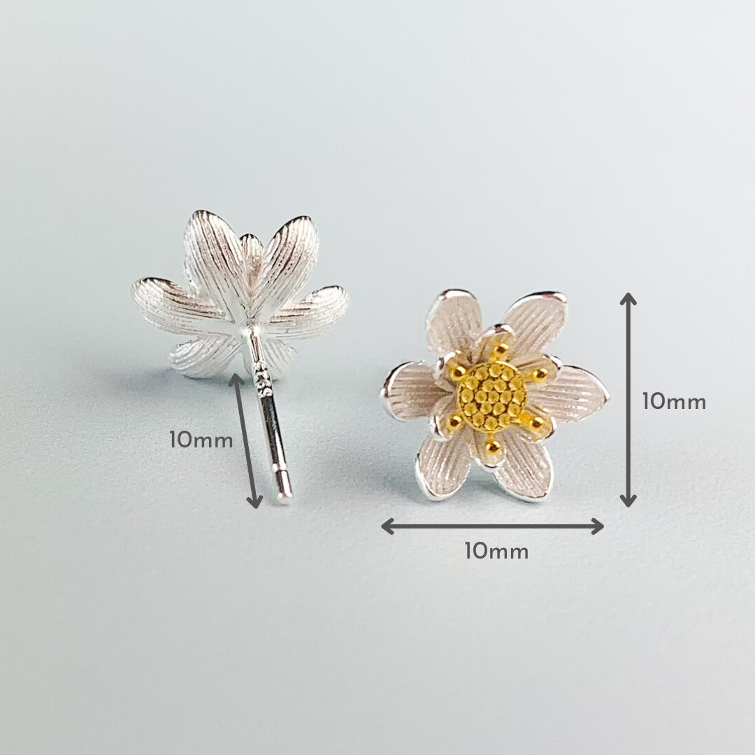 Magnolia Flower Stud Earrings