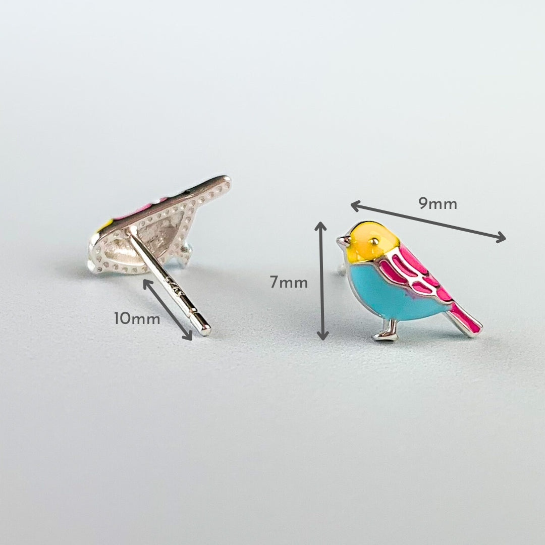 Colourful Bird Stud Earrings