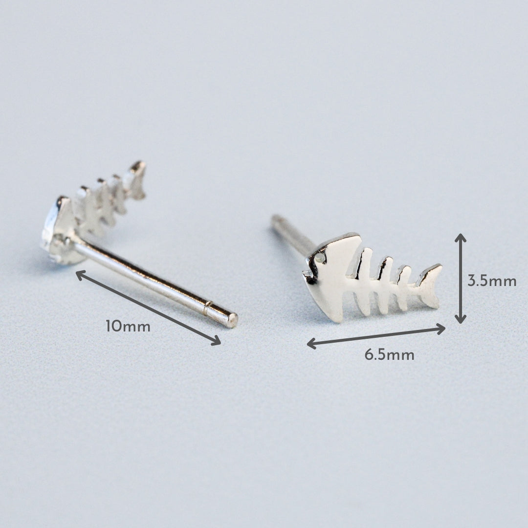 Tiny Fishbone Stud Earrings