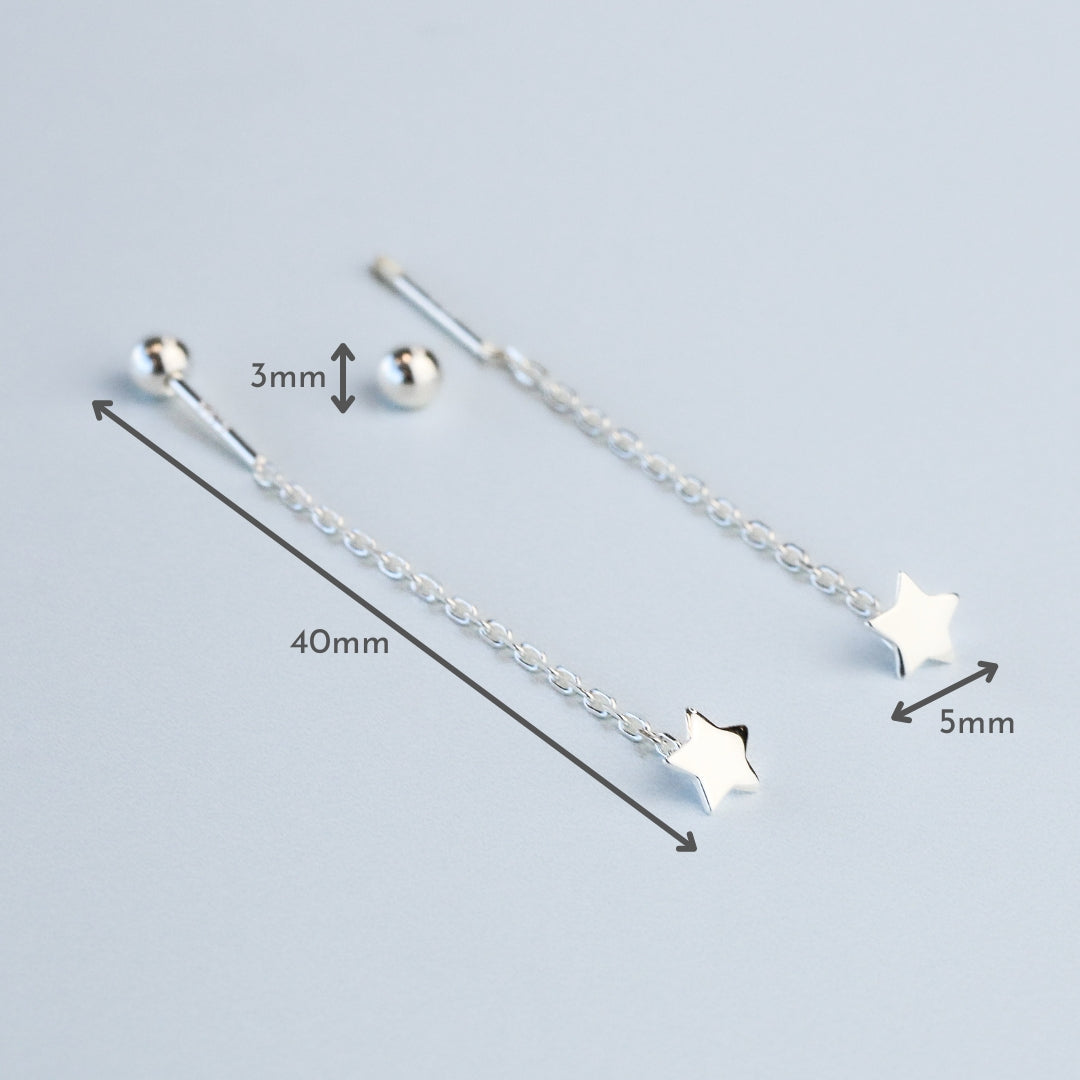 Screw Back Star Threader Earrings