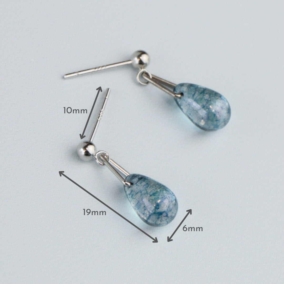 Blue Speckled Crystal Drop Earrings