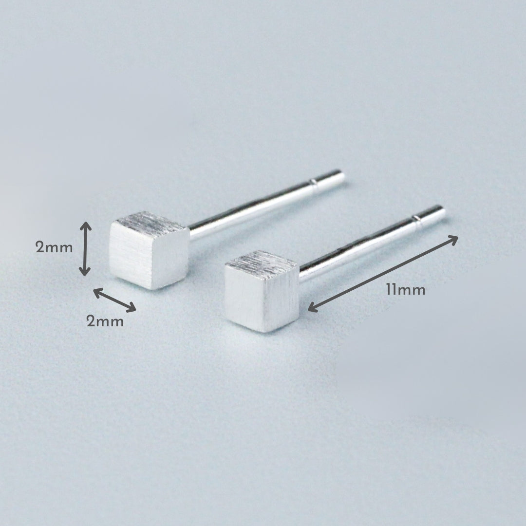 Tiny Cube Stud Earrings
