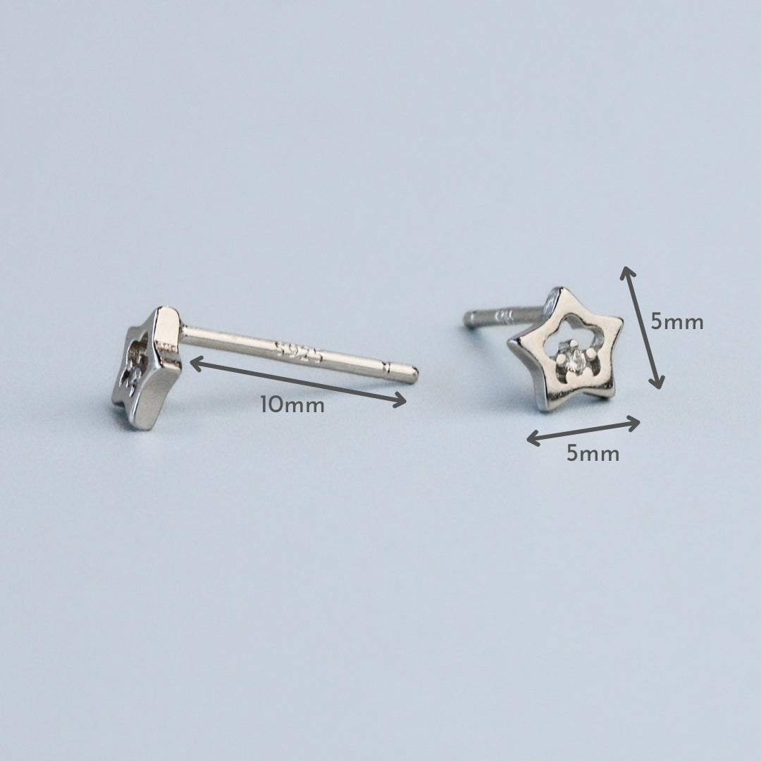 Tiny Sparkly Star Stud Earrings