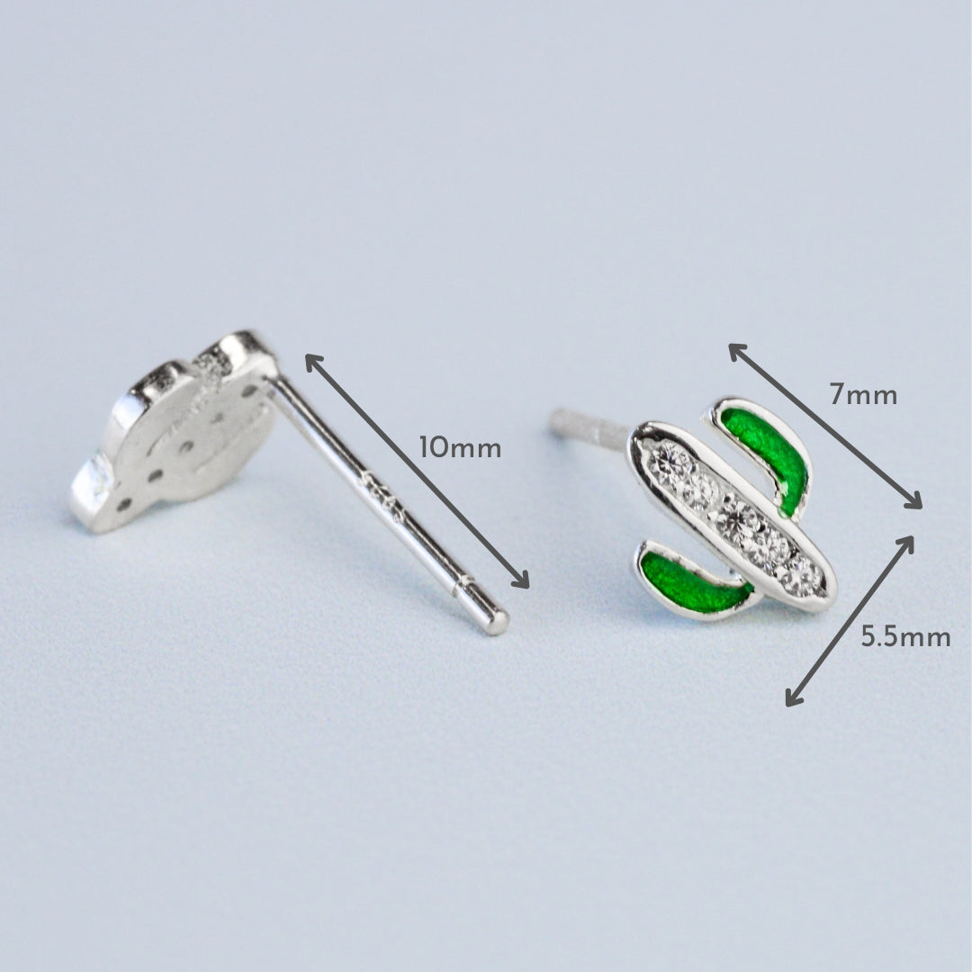 Crystal Cactus Stud Earrings