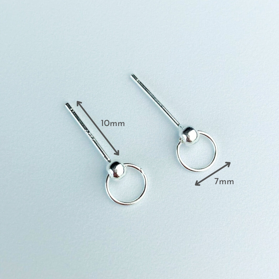 Tiny Circle Drop Stud Earrings
