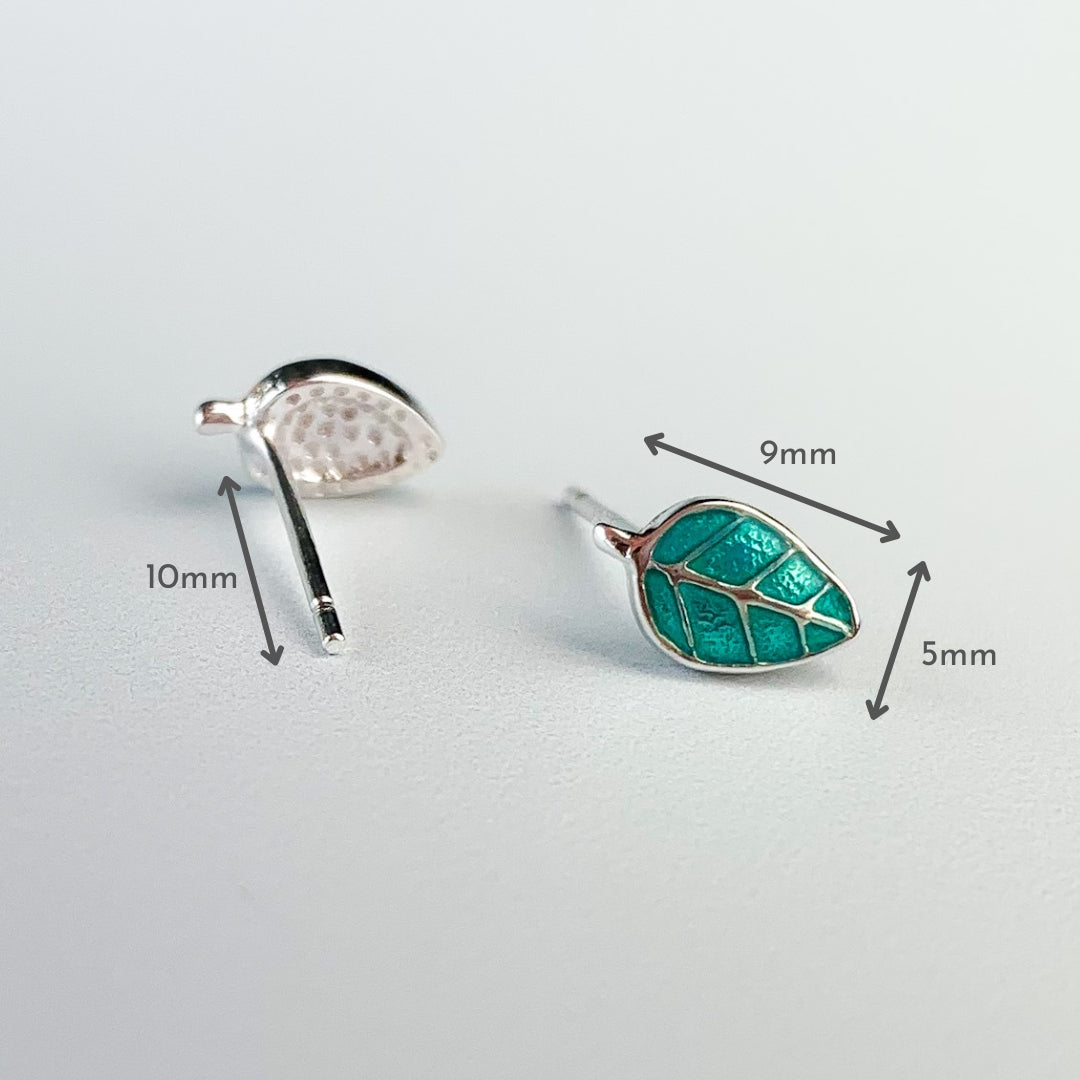 Green Leaf Stud Earrings